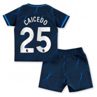 Fotballdrakt Barn Chelsea Moises Caicedo #25 Bortedraktsett 2023-24 Kortermet (+ Korte bukser)